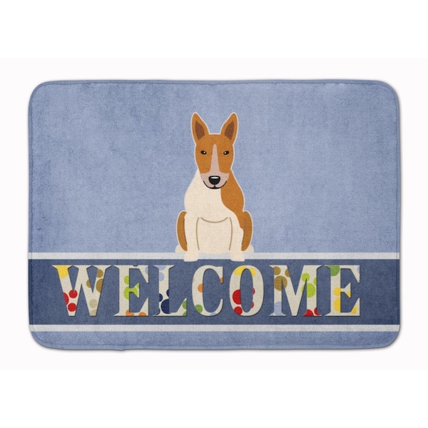 Carolines Treasures Bull Terrier Red White Welcome Machine Washable Memory Foam Mat BB5716RUG - main